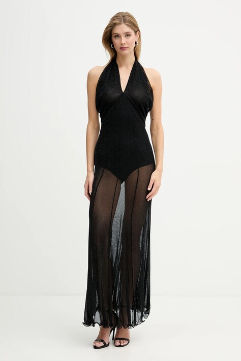 Haveone sukienka kolor czarny maxi dopasowana AVS-P070