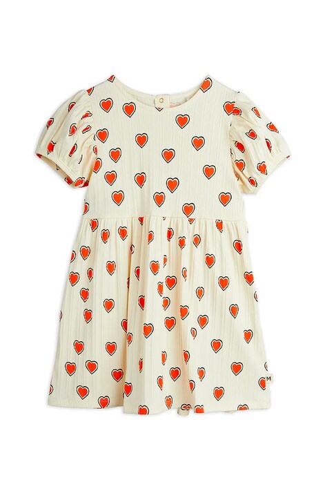 Dívčí šaty Mini Rodini Outlined hearts béžová barva, midi, 2565010211
