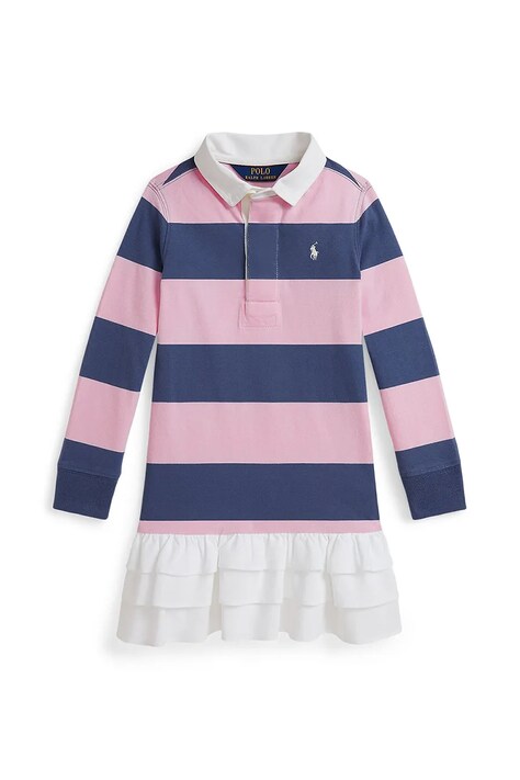 Дитяча бавовняна сукня Polo Ralph Lauren колір рожевий mini пряма 312971024001