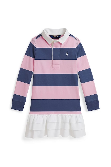 Polo Ralph Lauren rochie din bumbac pentru copii culoarea roz, mini, drept, 312971024001
