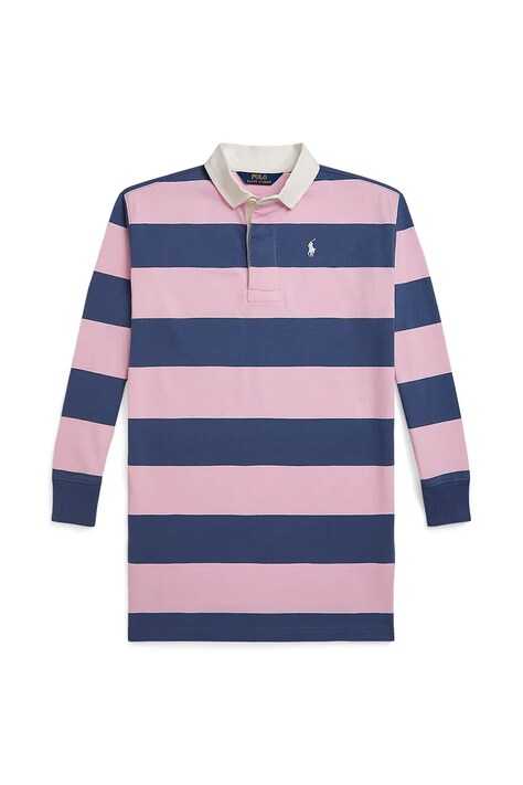 Polo Ralph Lauren rochie din bumbac pentru copii culoarea roz, mini, oversize, 313971038001