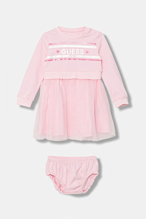 Guess sukienka niemowlęca kolor różowy mini rozkloszowana A5YK00 KB8R0