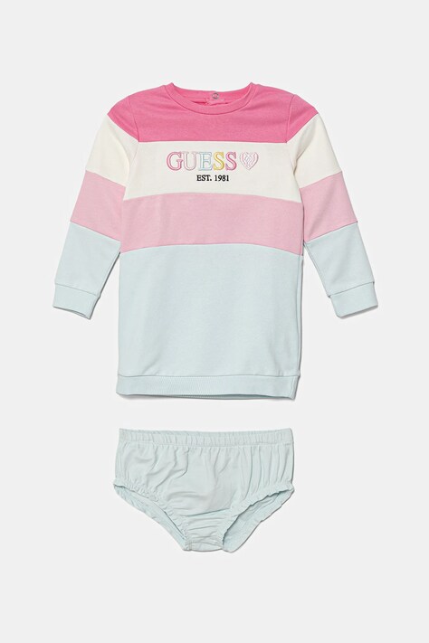 Guess rochie din bumbac pentru bebeluși culoarea roz, mini, drept, A5YK01 KA6R4