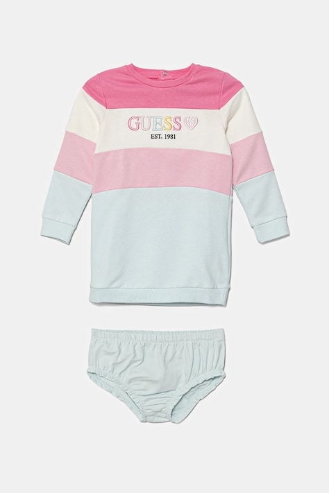 Guess sukienka bawełniana niemowlęca kolor różowy mini prosta A5YK01 KA6R4