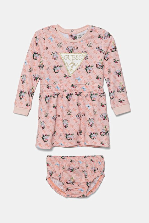Guess rochie din bumbac pentru copii culoarea portocaliu, mini, evazați, A5YK02 KA6R4