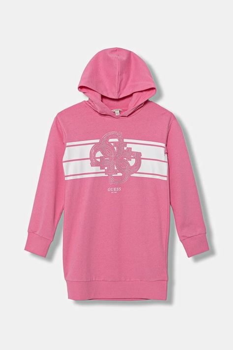 Guess sukienka bawełniana dziecięca kolor różowy mini prosta J5YK04 KA6R4