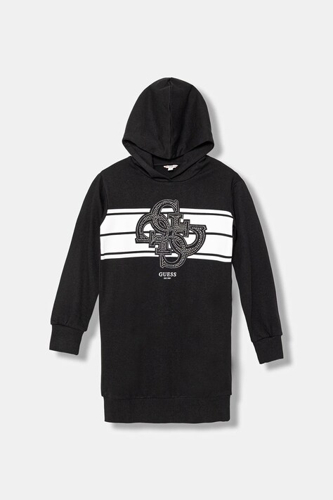 Guess sukienka bawełniana dziecięca kolor czarny mini prosta J5YK04 KA6R4
