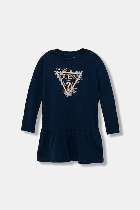 Dievčenské bavlnené šaty Guess ružová farba, mini, áčkový strih, K3YK13 KA6W4