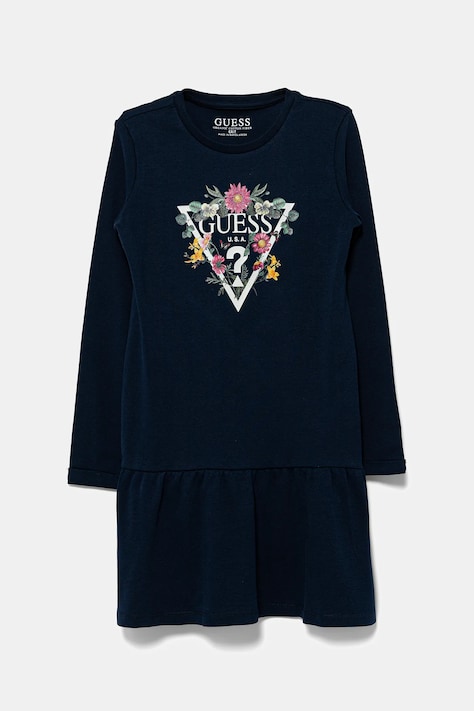 Dětské bavlněné šaty Guess modrá barva, mini, K3YK13 KA6W4