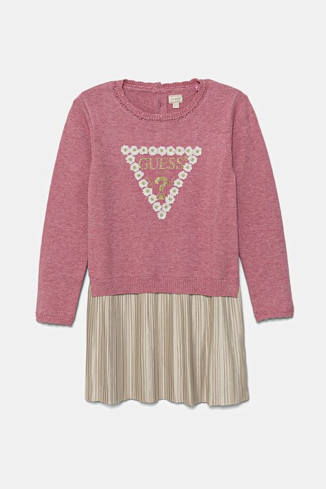 Guess sukienka dziecięca kolor różowy midi prosta K5YK08 Z3OS0