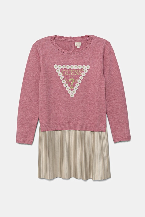 Guess sukienka dziecięca kolor różowy midi prosta K5YK08 Z3OS0
