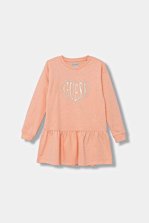 Guess sukienka bawełniana dziecięca kolor pomarańczowy mini rozkloszowana K5YK11 KAD74