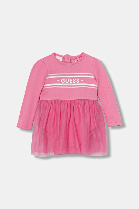 Guess sukienka niemowlęca kolor różowy midi rozkloszowana S5YG00 KA6W4