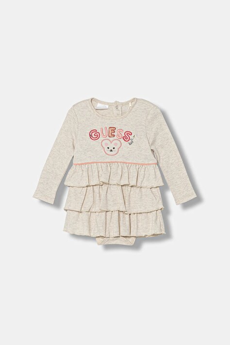 Guess sukienka bawełniana niemowlęca kolor beżowy mini rozkloszowana S5YG06 KAE14