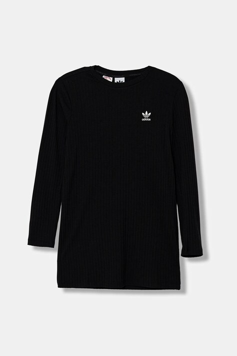 Детска рокля adidas Originals в черно къса със стандартна кройка JX2849