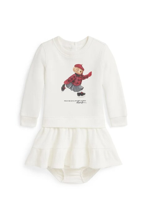 Polo Ralph Lauren sukienka niemowlęca kolor beżowy mini rozkloszowana 310981086001
