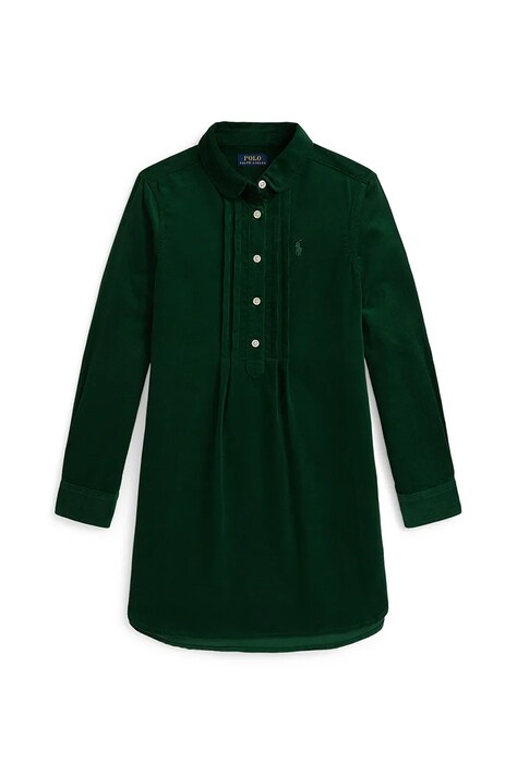 Dječja pamučna haljina Polo Ralph Lauren boja: zelena, mini, ravna, 313A98220001