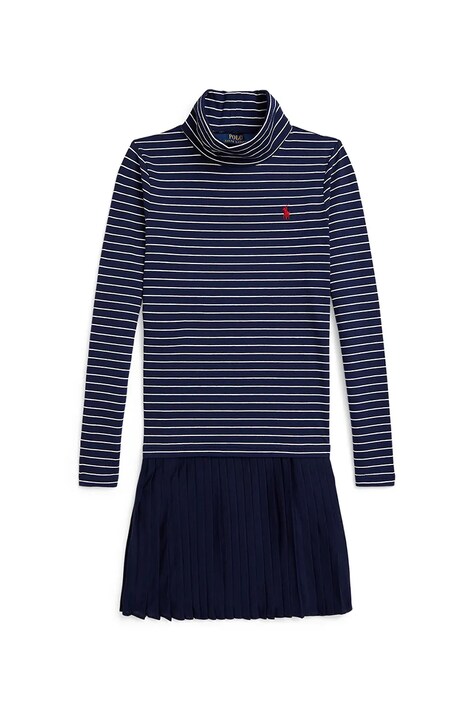 Polo Ralph Lauren sukienka dziecięca z bawełną kolor granatowy mini rozkloszowana 313980676001