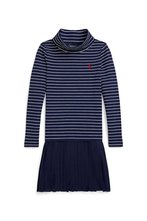 Polo Ralph Lauren sukienka dziecięca z bawełną kolor granatowy mini rozkloszowana 312980676001