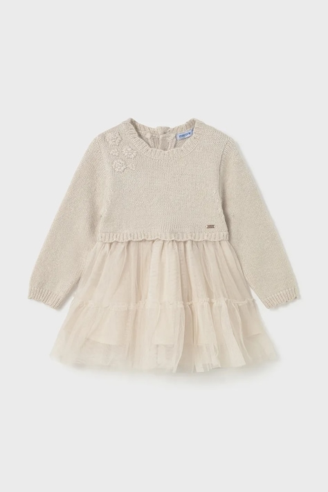 Mayoral rochie bebe culoarea bej, mini, evazați, 2905