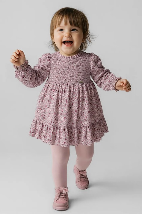 Dievčenské šaty Mayoral ružová farba, mini, áčkový strih, 2909