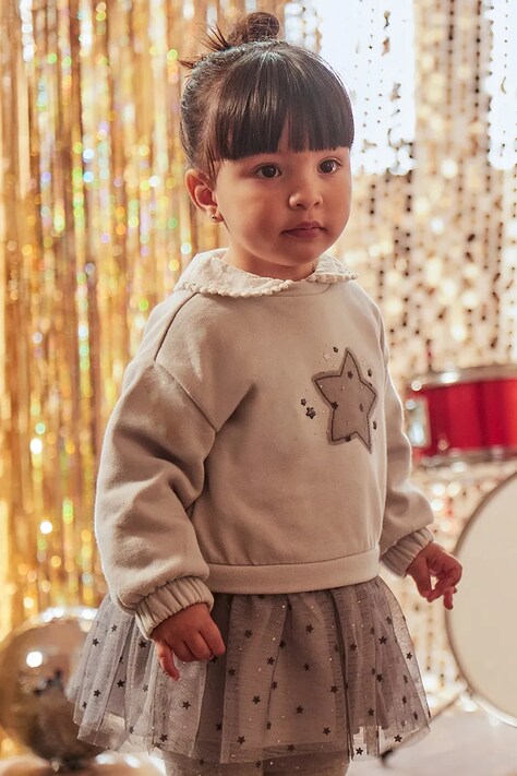 Šaty pre bábätká Mayoral šedá farba, mini, áčkový strih, 2912