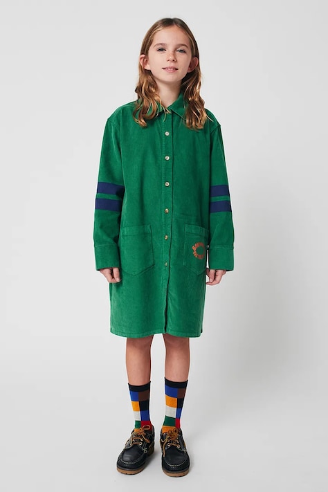 Bobo Choses rochie fete Tic Tac Toe culoarea verde, mini, drept, 225AC090