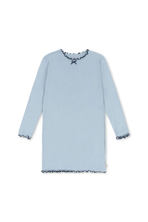 Konges Sløjd sukienka RIVI RIB DRESS OCS kolor niebieski mini prosta KS104073