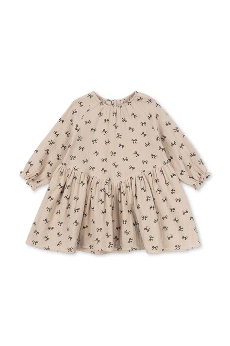 Konges Sløjd sukienka dziecięca z bawełną COCO DRESS GOTS kolor beżowy mini rozkloszowana KS103758