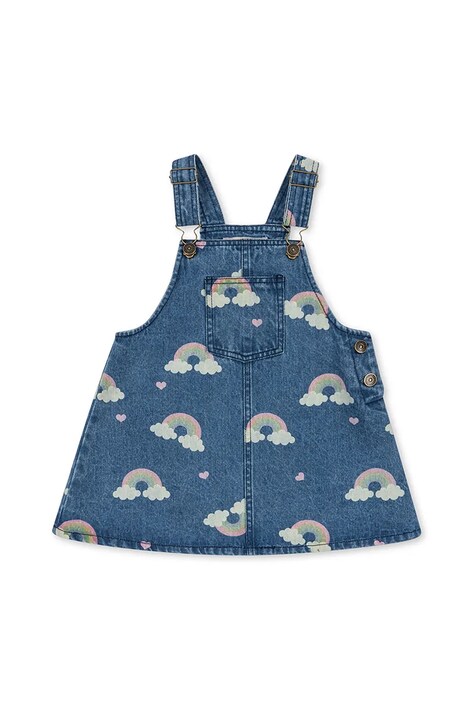 Хлопковое детское платье Konges Sløjd MAGOT OVERALL DRESS GOTS цвет синий mini расклешённое KS103887