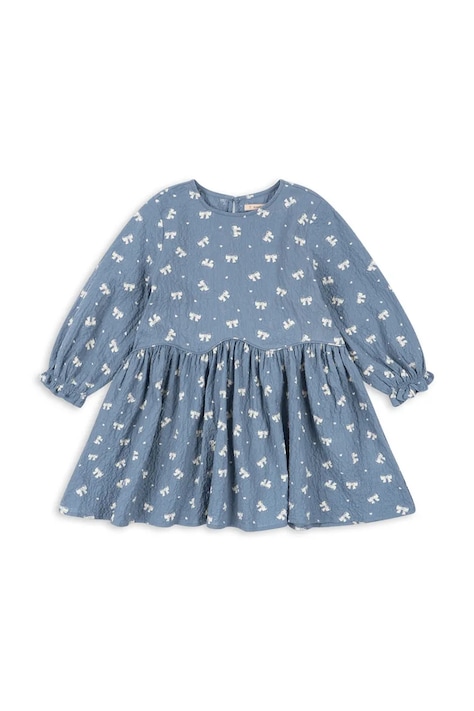 Dievčenské šaty Konges Sløjd VIDA DRESS GOTS modrá farba, mini, áčkový strih, KS104033
