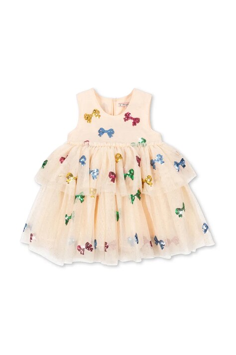 Konges Sløjd sukienka dziecięca YVONNE FAIRY DRESS kolor beżowy mini rozkloszowana KS104046