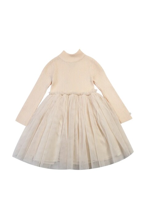 Donsje sukienka niemowlęca z wełną Lotus Dress kolor beżowy mini rozkloszowana 4043900
