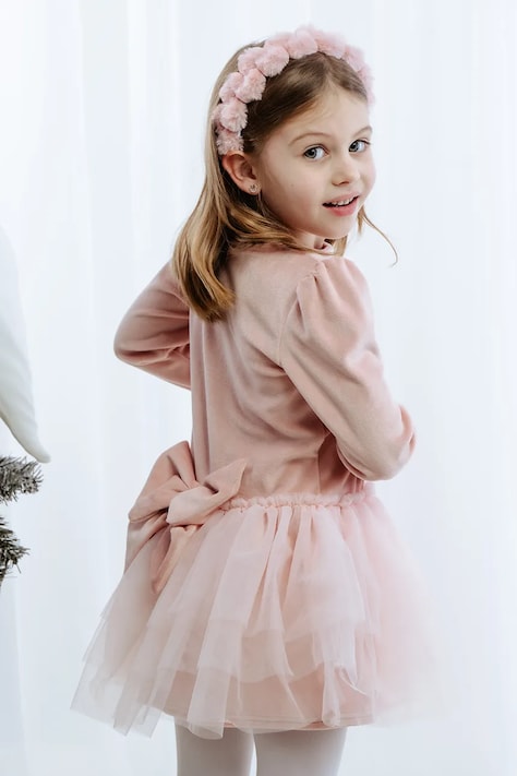 Dječja haljina Jamiks NOOMI boja: ružičasta, mini, širi se prema dolje, JZI137