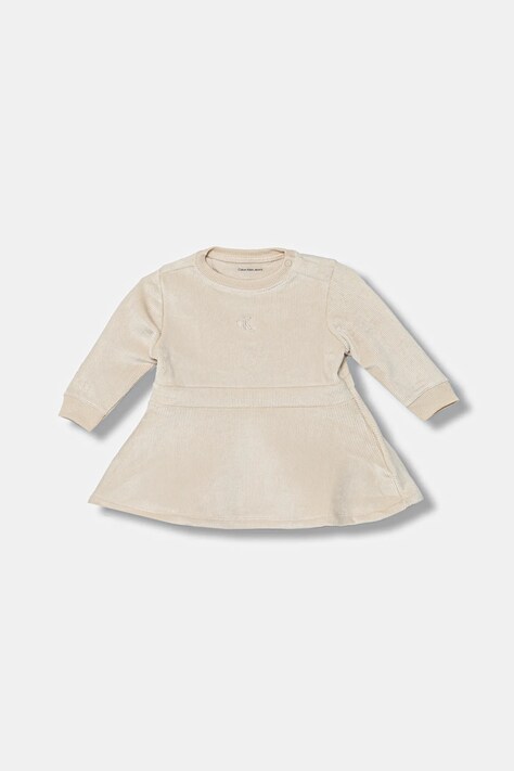 Dívčí šaty Calvin Klein Jeans béžová barva, mini, IN0IN00327