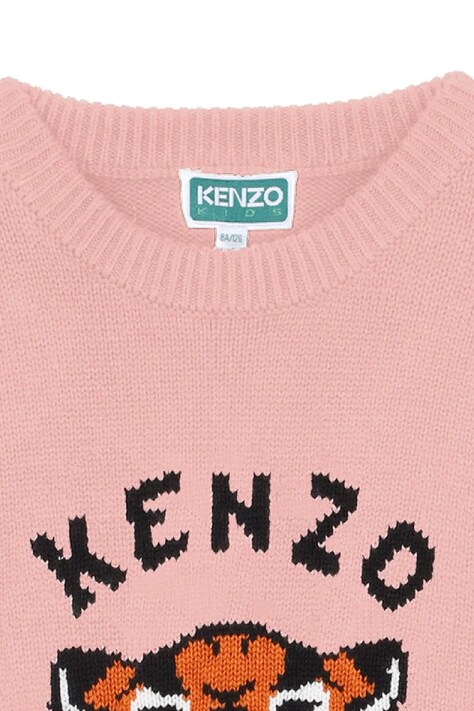 Kenzo Kids sukienka z domieszką wełny dziecięca kolor różowy mini oversize K61356
