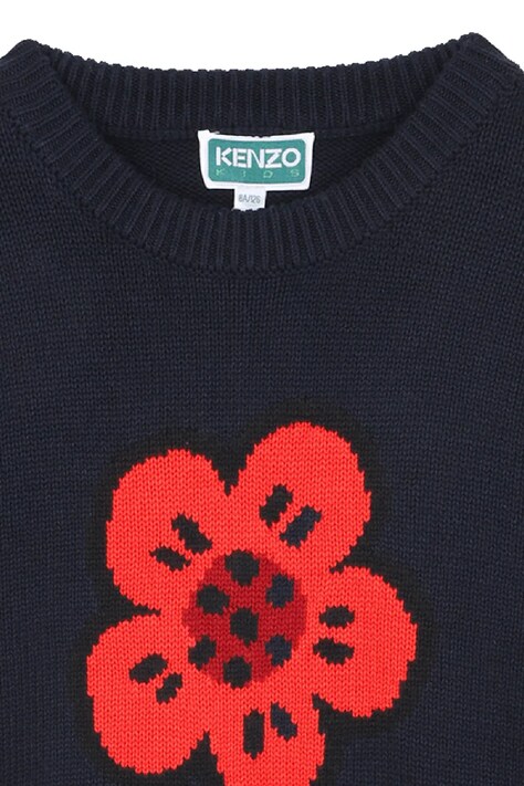 Kenzo Kids sukienka z domieszką wełny dziecięca kolor granatowy mini oversize K61356
