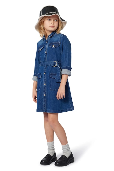 Dětské šaty s bavlnou Michael Kors modrá barva, mini, R30480