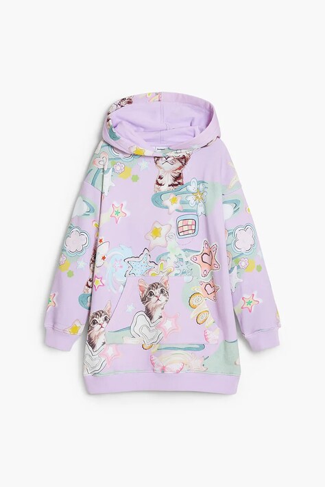 Desigual sukienka dziecięca kolor fioletowy mini oversize 25WGVK08