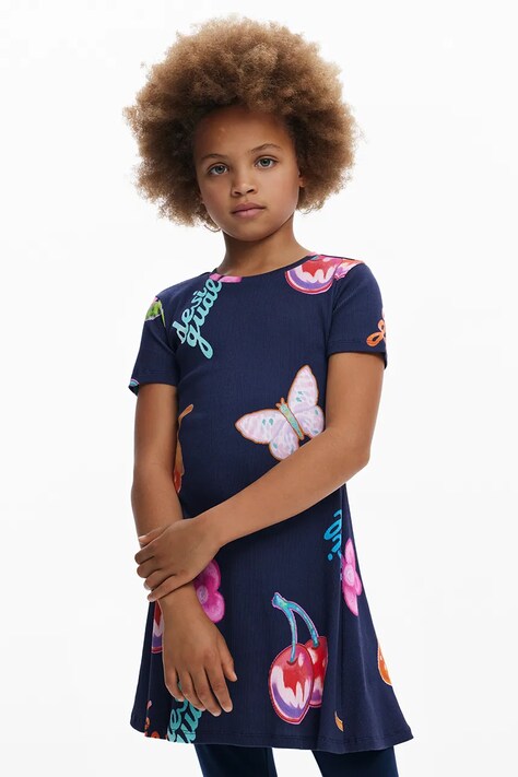 Desigual rochie fete culoarea albastru marin, mini, evazati, 25WGVK13