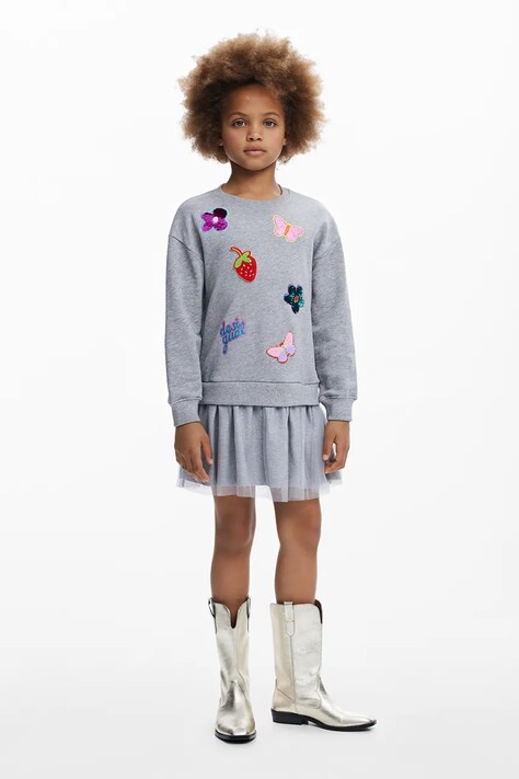 Dívčí šaty Desigual šedá barva, mini, 25WGVK16