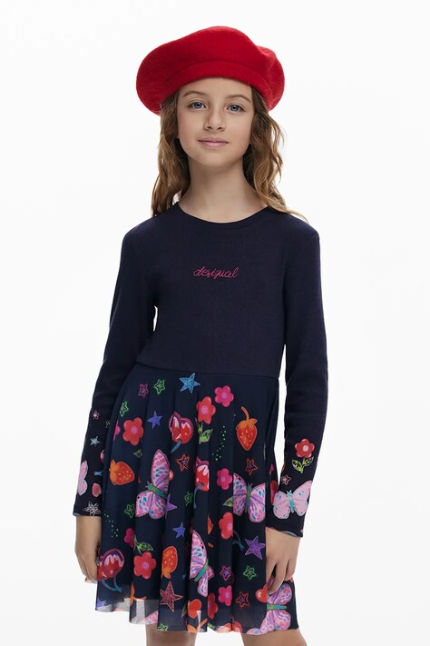 Desigual rochie fete culoarea albastru marin, mini, evazati, 25WGVK17