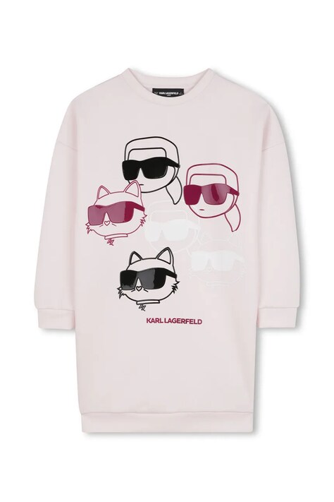 Karl Lagerfeld sukienka dziecięca kolor różowy mini oversize Z30616