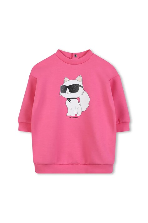 Karl Lagerfeld sukienka dziecięca z bawełną kolor różowy mini oversize Z30657