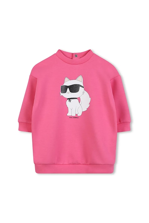 Detské bavlnené šaty Karl Lagerfeld ružová farba, mini, oversize, Z30657