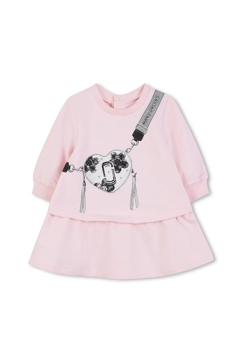Marc Jacobs sukienka bawełniana niemowlęca kolor różowy mini rozkloszowana W60667