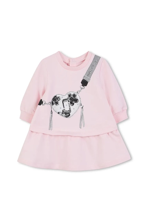 Marc Jacobs rochie din bumbac pentru bebeluși culoarea roz, mini, evazați, W60667
