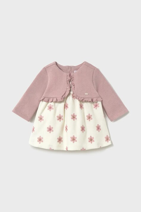 Šaty pre bábätká Mayoral Newborn ružová farba, mini, áčkový strih, 2832