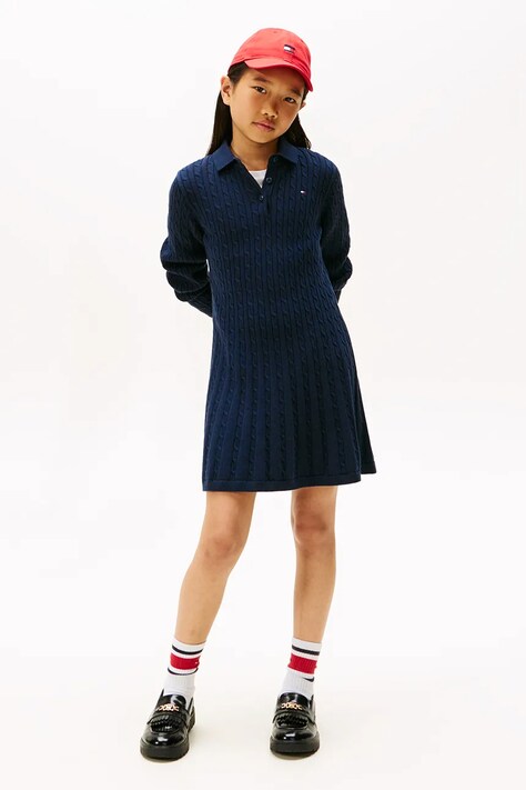 Tommy Hilfiger sukienka bawełniana dziecięca kolor granatowy mini rozkloszowana KG0KG08789
