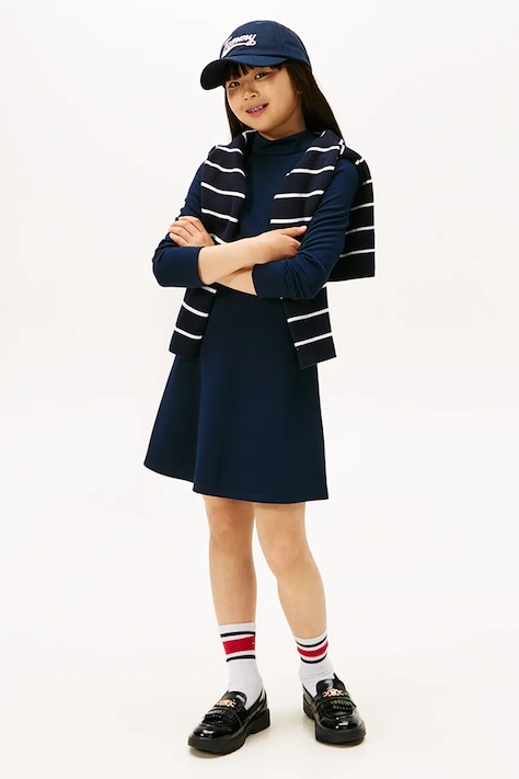 Dječja haljina Tommy Hilfiger boja: tamno plava, mini, ravna, KG0KG08790
